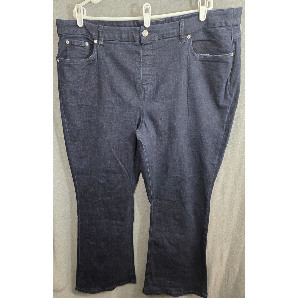 Denim & Co Bootcut Jeans Plus‎ Size 24 W 24W Dark Wash Stretch High Rise Blue